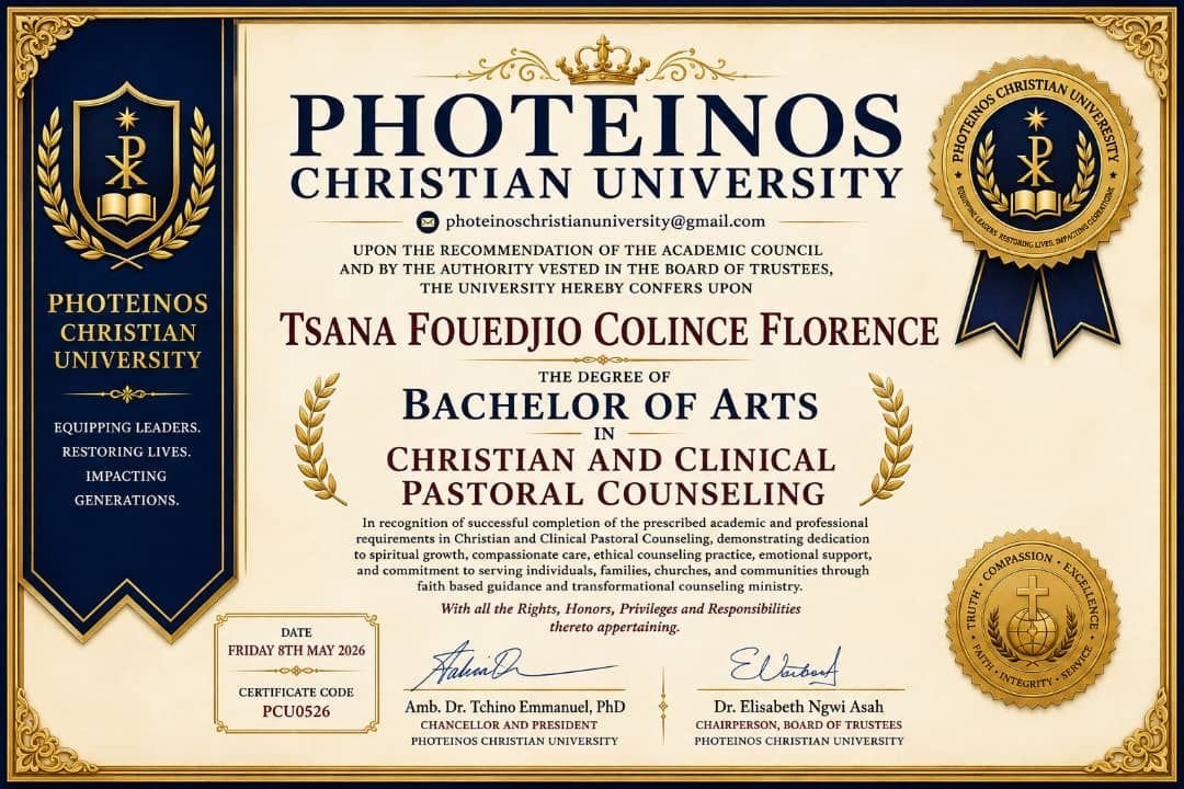 Bachelor of Arts in Christian and clinical pastoral counseling certificate