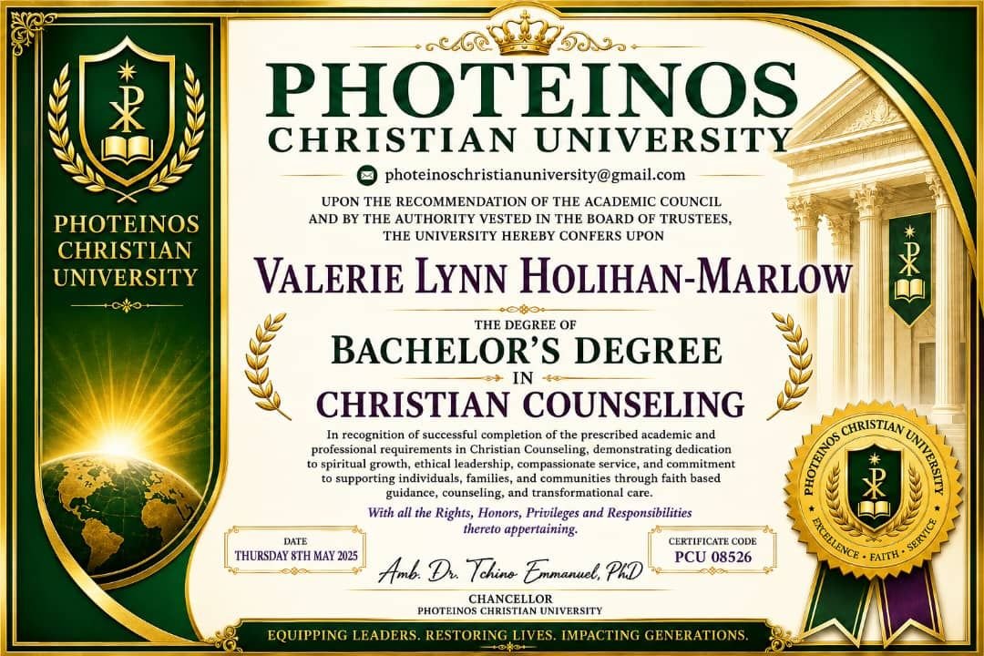 Bachelor degree in Christian counseling certificate