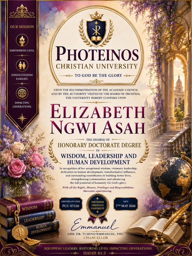 Honorary doctorate in wisdom leadership and human development certificate