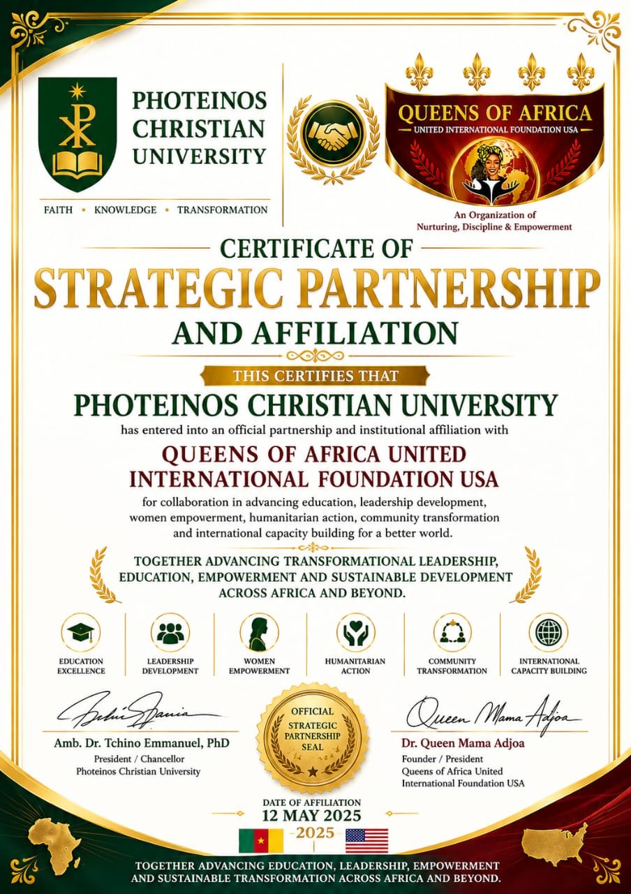 Strategic partnership certificate with Queens of Africa United International Foundation USA