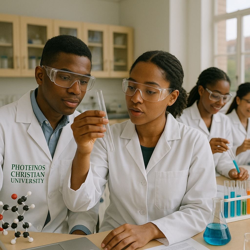 Students in a science learning environment